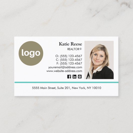 写真とロゴの追加エステート実在プロフェッショナルブシン 名刺 (正面)