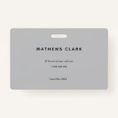 写真とロゴを使用した体育コーチの従業員ID バッジ (裏面)