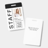 写真とロゴ付きの会社のスタッフ用モダンID バッジ (正面＆裏面)