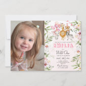 写真とワイルドワンサファリの誕生日の招待状 招待状 (正面)