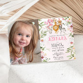 写真とワイルドワンサファリの誕生日の招待状 招待状