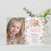 写真とワイルドワンサファリの誕生日の招待状 招待状 (スタンド正面)