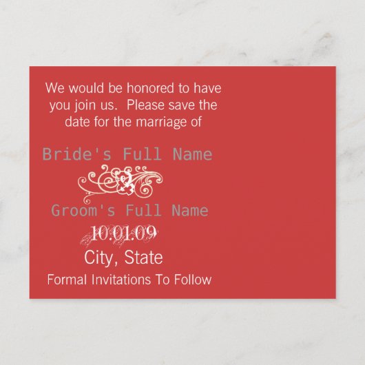 写真と一緒にサンゴと灰色の日付を保存 案内ポストカード (裏面)