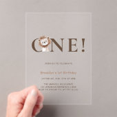 写真と一緒にテーマを設定したサファリライオンの誕生日 アクリル招待状 (インサイチュ (ポータブル))