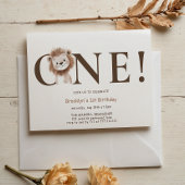 写真と一緒にテーマを設定したサファリライオンの誕生日 招待状