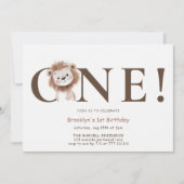 写真と一緒にテーマを設定したサファリライオンの誕生日 招待状 (正面)