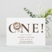 写真と一緒にテーマを設定したサファリライオンの誕生日 招待状 (スタンド正面)