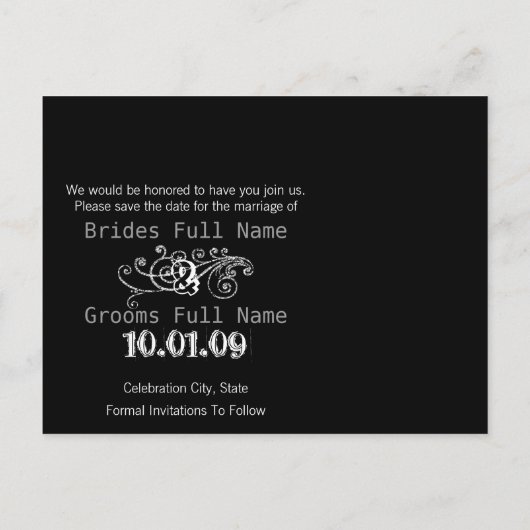 写真と一緒に日付を保存する 案内ポストカード (裏面)