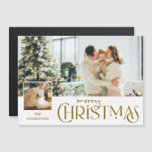 写真と一緒に楽しいクリスマスグリーティング金ゴールド (正面/裏面)