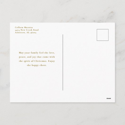 写真と一緒に楽しいクリスマスグリーティング金ゴールド シーズンポストカード (裏面)