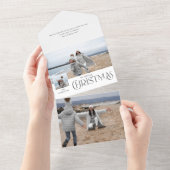 写真と一緒に楽しいクリスマスグリーティング銀色 オールインワン招待状 (貼ってはがせる)