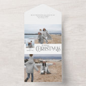 写真と一緒に楽しいクリスマスグリーティング銀色 オールインワン招待状 (内側)