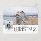 写真と一緒に楽しいクリスマスグリーティング銀色 シーズンポストカード (正面)