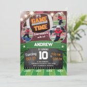 写真と個人的なサッカーの誕生日パーティー 招待状 (スタンド正面)