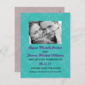 写真と共に投稿カードの日付を保存する(ティール（緑がかった色）) 案内ポストカード (正面/裏面)