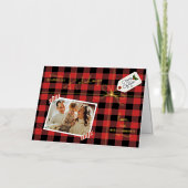 写真と包まれた一緒にクリスマスのプレッ実在ド 箔グリーティングカード (正面)