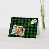 写真と包まれた一緒にクリスマスのプレッ実在ド 箔グリーティングカード (正面)