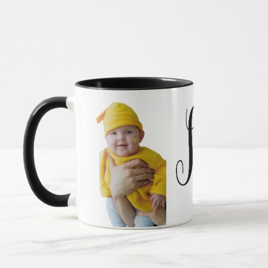 写真と名パーソナライズされた前のコーヒーマグ マグカップ (左)