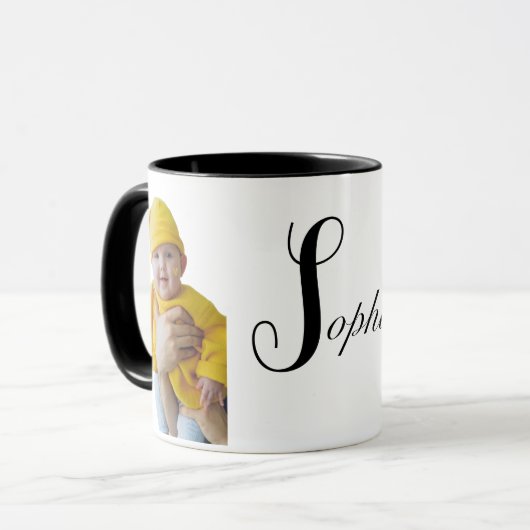 写真と名パーソナライズされた前のコーヒーマグ マグカップ (正面左)