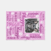 写真と名パーソナライズされた前バラピンクドッグ毛布 フリースブランケット (正面(横))