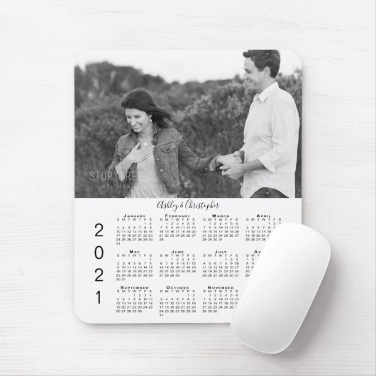 写真と名パーソナライズされた前2021カレンダー マウスパッド (マウス)