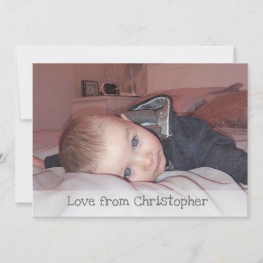 写真と名前がグレー サンキューカード (正面)