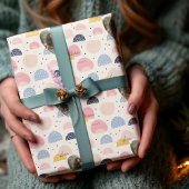 写真と名前が入ったオリジナルの抽象的なパステルカラー ラッピングペーパー