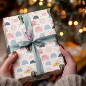 写真と名前が入ったオリジナルの抽象的なパステルカラー ラッピングペーパー