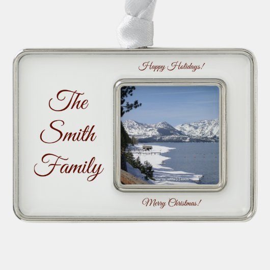 写真と名前でパーソナライズ シルバープレートフレームオーナメント (正面)
