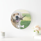 写真と名前のカスタム作成パーソナライズされた ラージ壁時計 (ホーム)