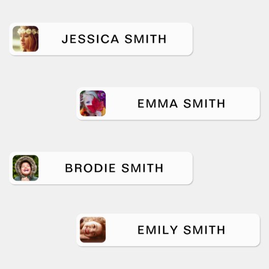 写真と名前のシールのラベルテンプレート ラベル (グループ)