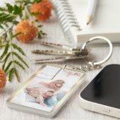 写真と名前のパーソナライズ、メタリフェイクック金ゴールド キーホルダー (正面右)