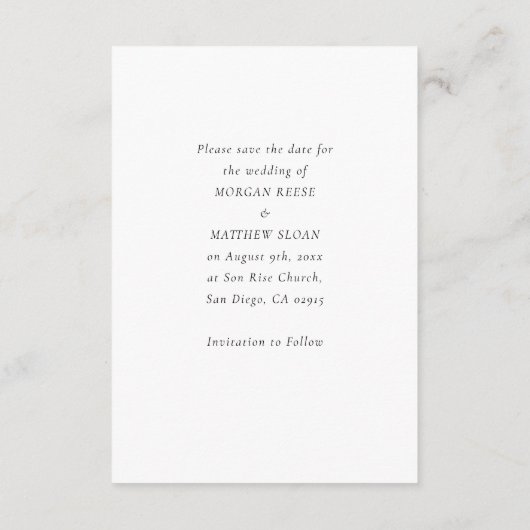 写真と名前の個人用設定の日付を保存 エンクロージャーカード (裏面)