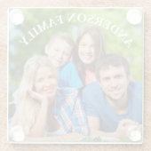 写真と名前の四角形のパーソナライズ ガラスコースター (裏面)