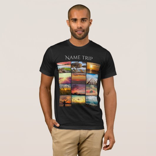 写真と名前の旅行のアップロード Tシャツ (正面フル)