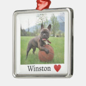 写真と名前はフランスのブルドッグ メタルオーナメント (左)
