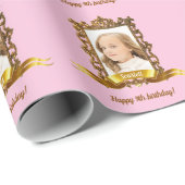 写真と名前を追加するピンクのラッピング紙 ラッピングペーパー (ロールコーナー)