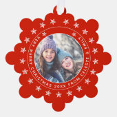 写真と名前を追加する母の娘メリークリスマス オーナメントカード (正面)