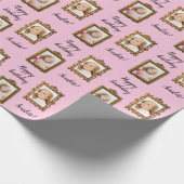 写真と名前を追加ピンク誕生日ラッピング紙 ラッピングペーパー (角)