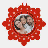写真と名前を追加Merry Christmas モダン Family オーナメントカード (正面)