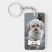 写真と名前カスタムの犬パーソナライズされた作 キーホルダー (正面)