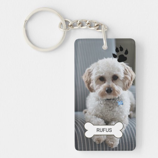 写真と名前カスタムの犬パーソナライズされた作 キーホルダー (正面)