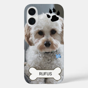 写真と名前カスタムの犬パーソナライズされた作 iPhone 16ケース
