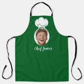 写真と名前カスタム付き料理シェフのギフトグリーン エプロン (正面)