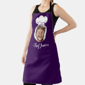写真と名前カスタム付き料理シェフのギフトパープル エプロン (インサイチュ)