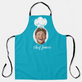 写真と名前カスタム付き料理シェフのギフトブルー エプロン (正面)