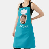 写真と名前カスタム付き料理シェフのギフトブルー エプロン (インサイチュ)