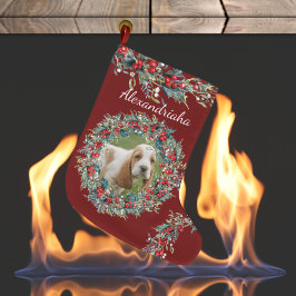 写真と名前クリスマスリースカスタム ラージクリスマスストッキング