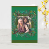 写真と名前パーソナライズされた付き「Merry Christmas」 カード (黄色い花)