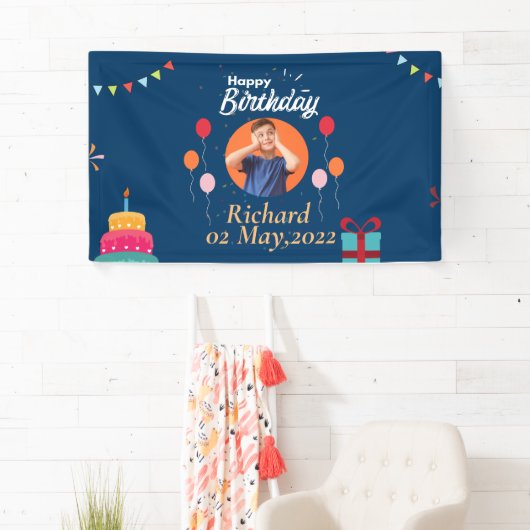 写真と名前誕生日 横断幕 (インサイチュ)